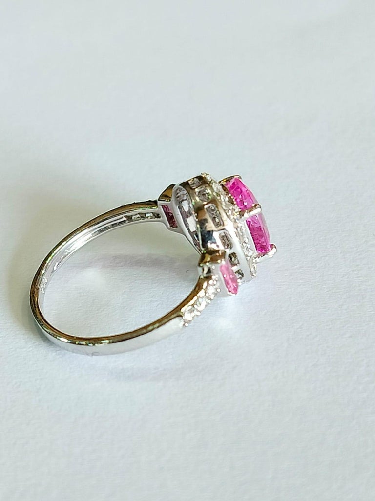2.32 carats, Ceylon Pink Sapphires & Diamonds Engagement Ring