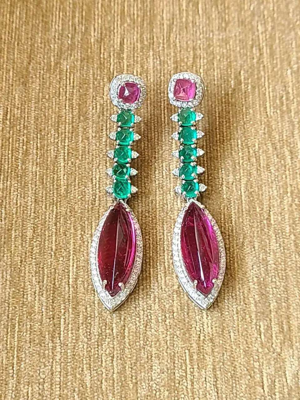 Rubellite & Diamonds earring