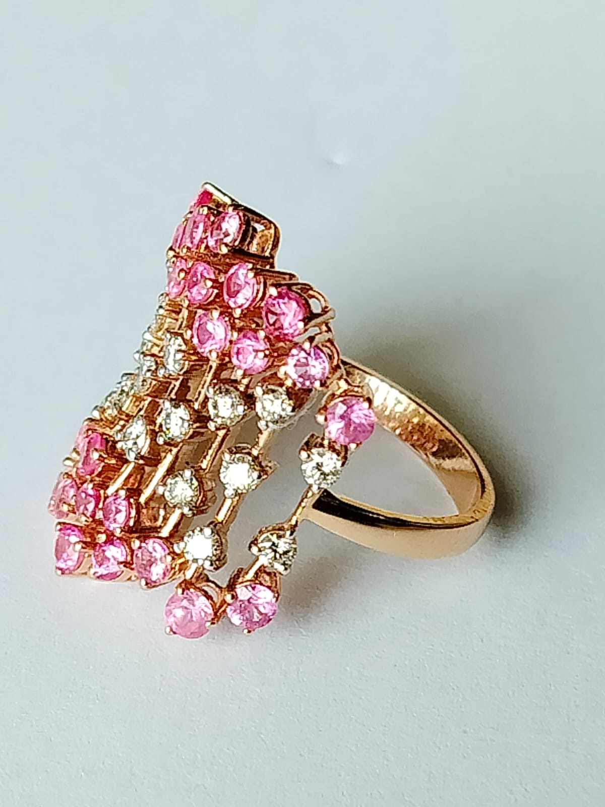 Pink Sapphire & Diamond Cocktail Ring