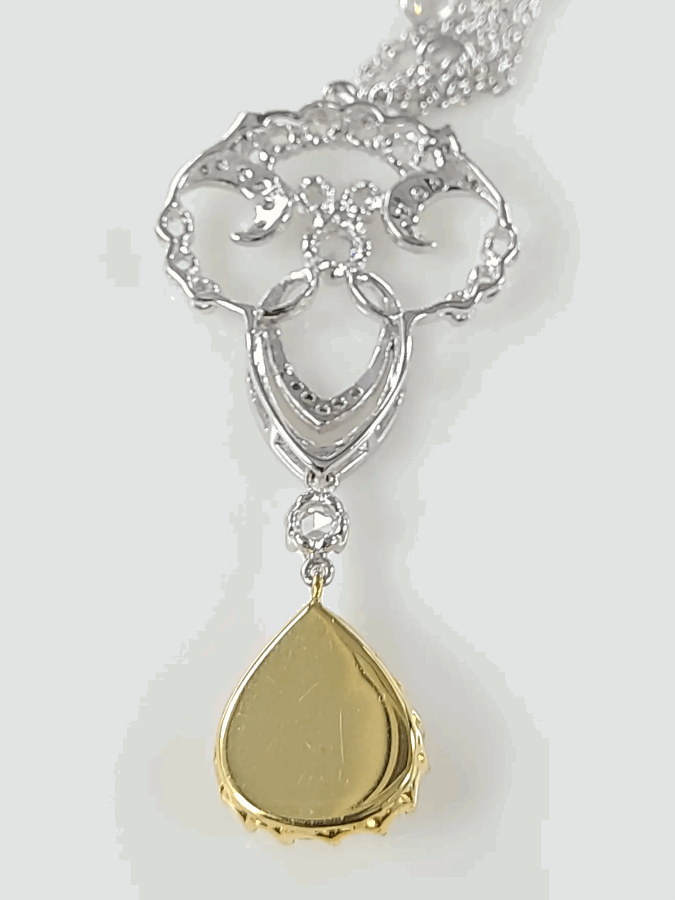 Set in 18 Karat Gold 3.64 Carat Rose Cut Diamond Necklace