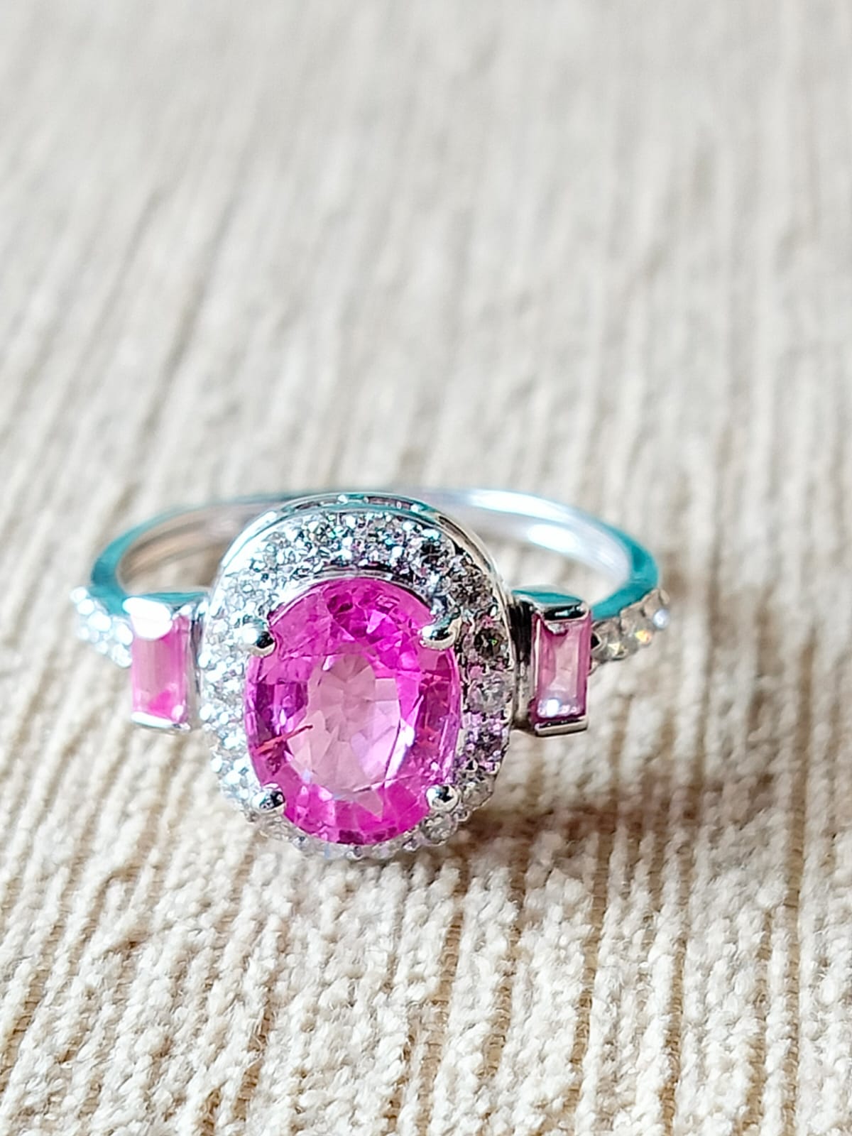 2.32 carats, Ceylon Pink Sapphires & Diamonds Engagement Ring