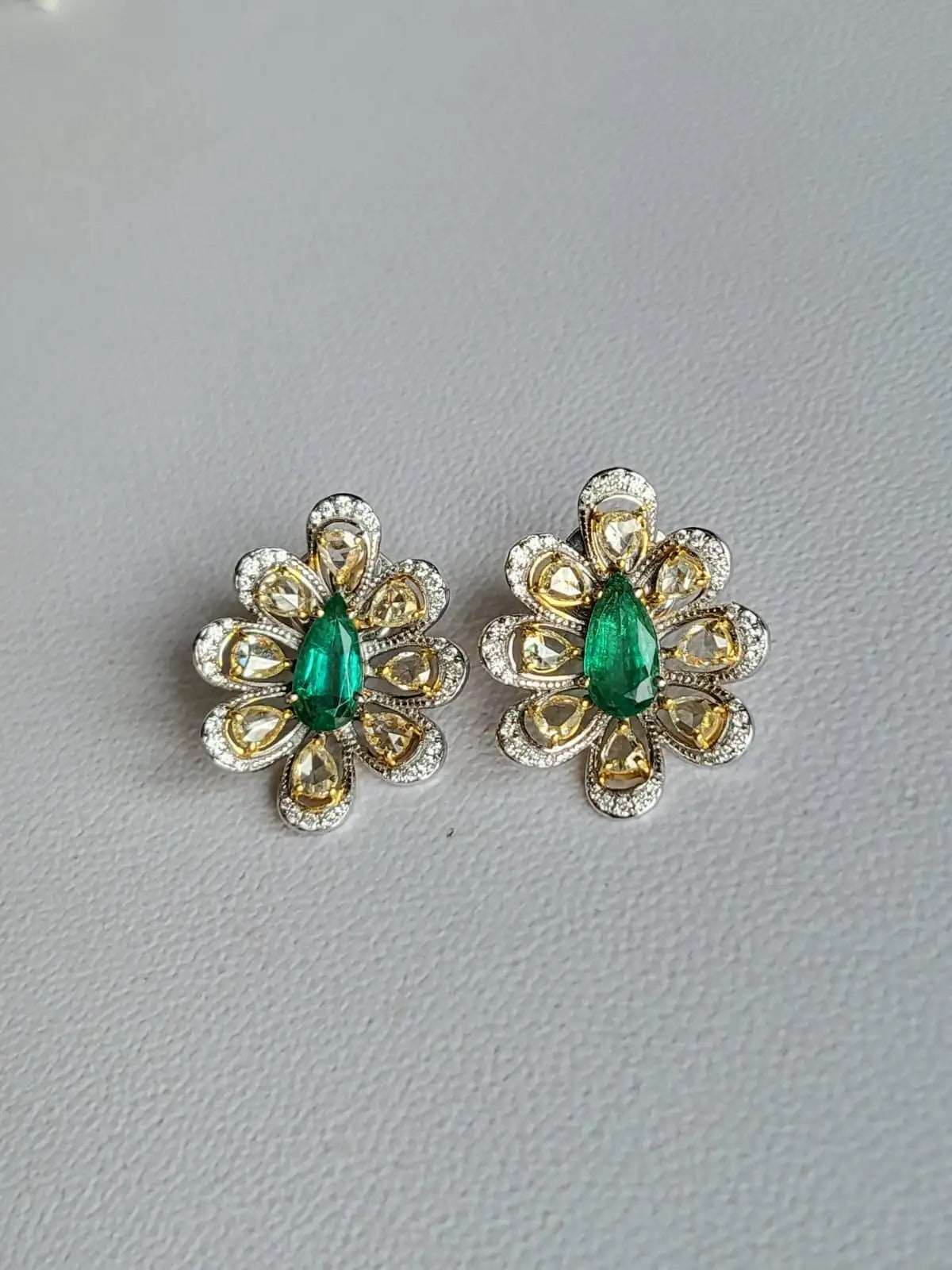 diamond emerald earrings