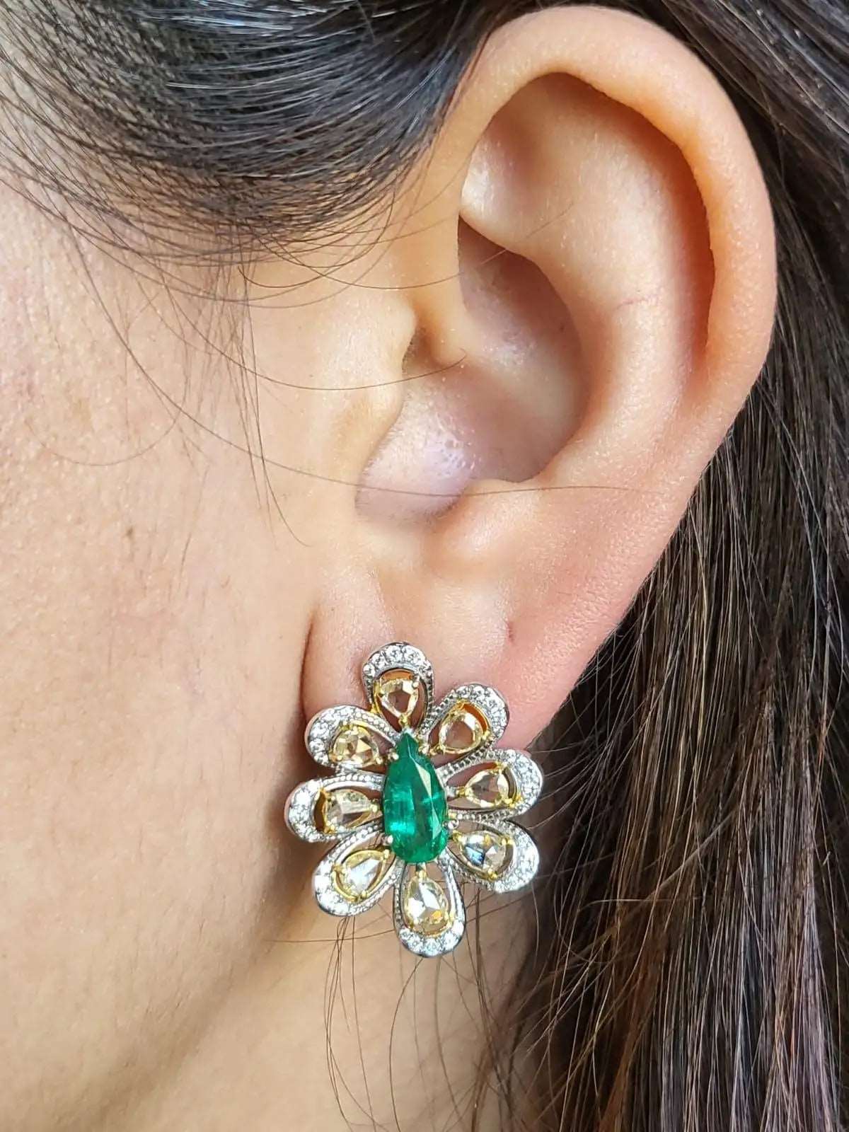 emerald diamond earrings