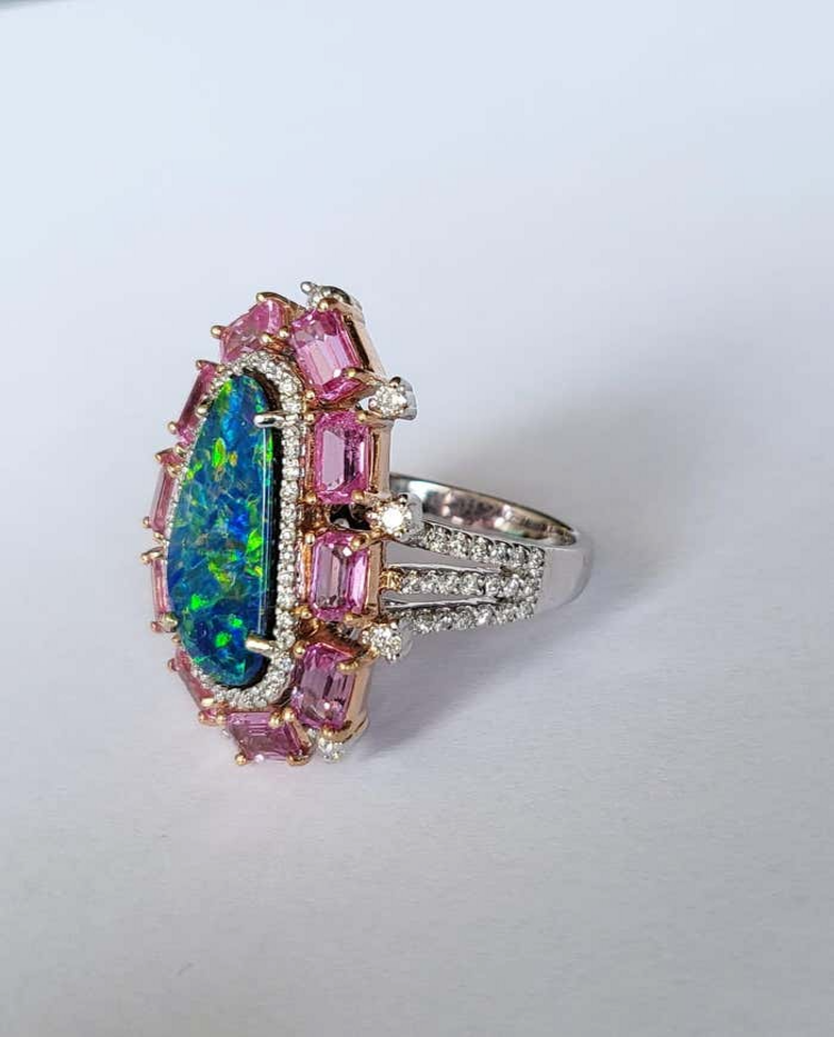 Pink Sapphire & Diamonds Cocktail Ring