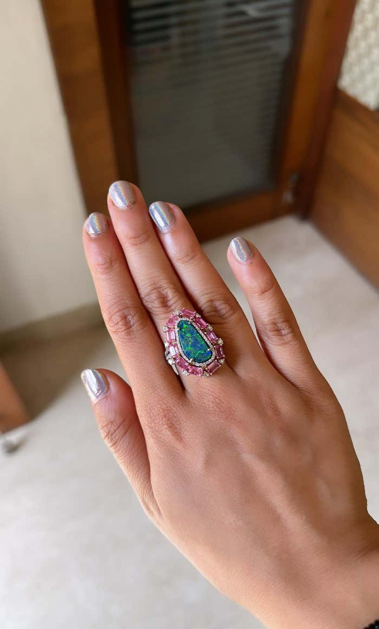 opal pink sapphire rings