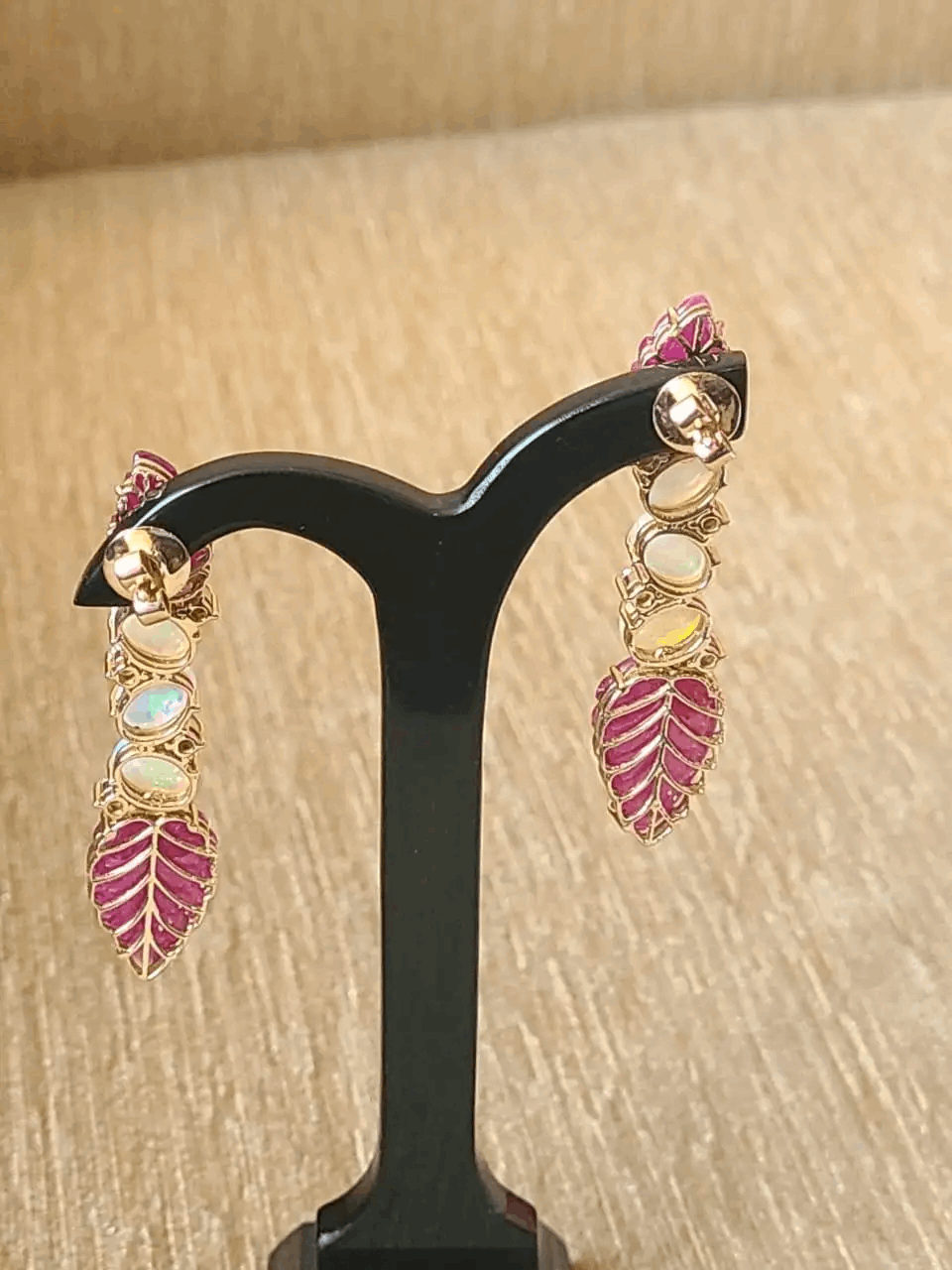 ruby opal earrings