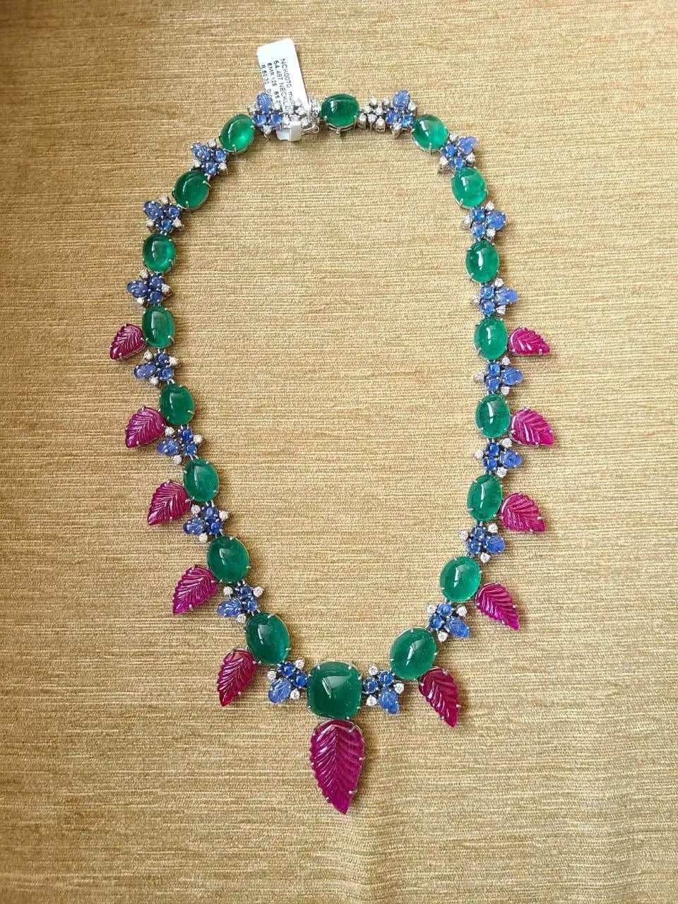 emerald ruby sapphire necklace