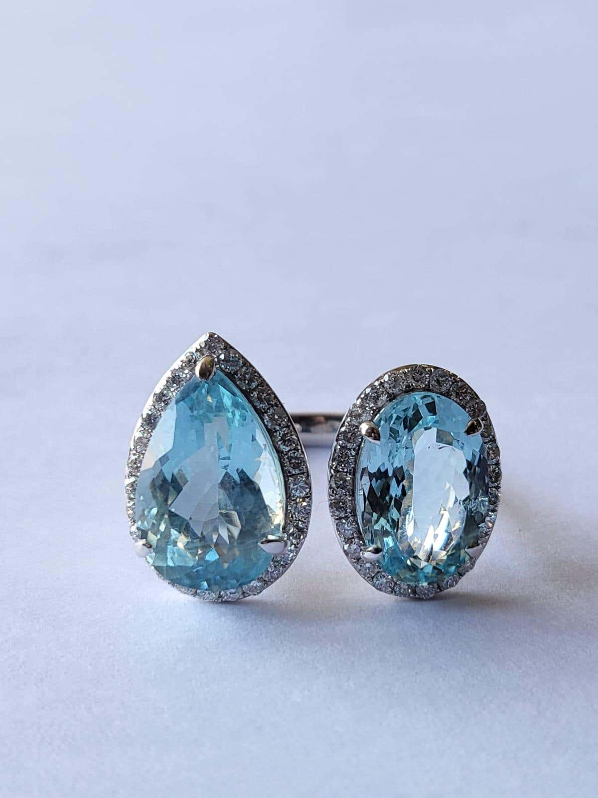 aquamarine and diamond ring for ladies 