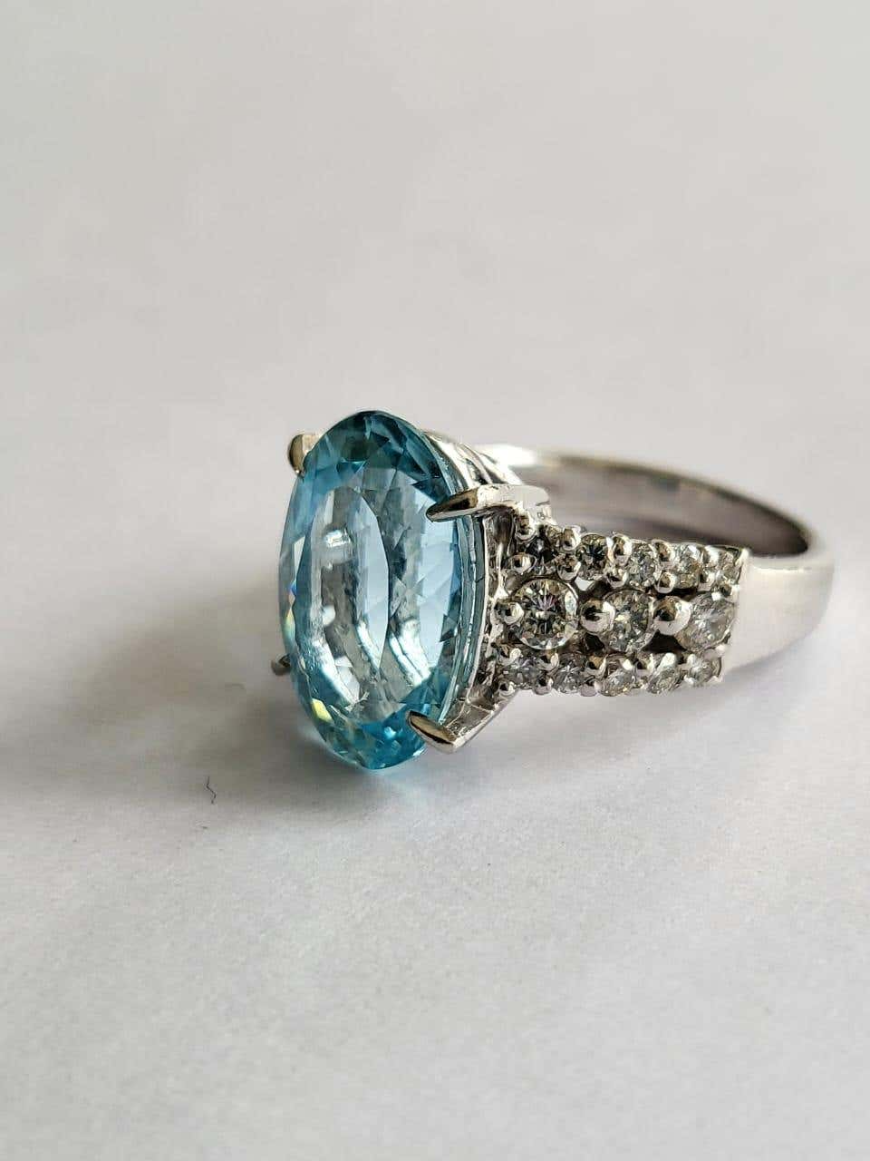 Aquamarine & Diamonds Cocktail Engagement Ring