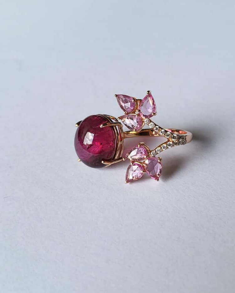 Pink Sapphires & Diamonds Cocktail Ring