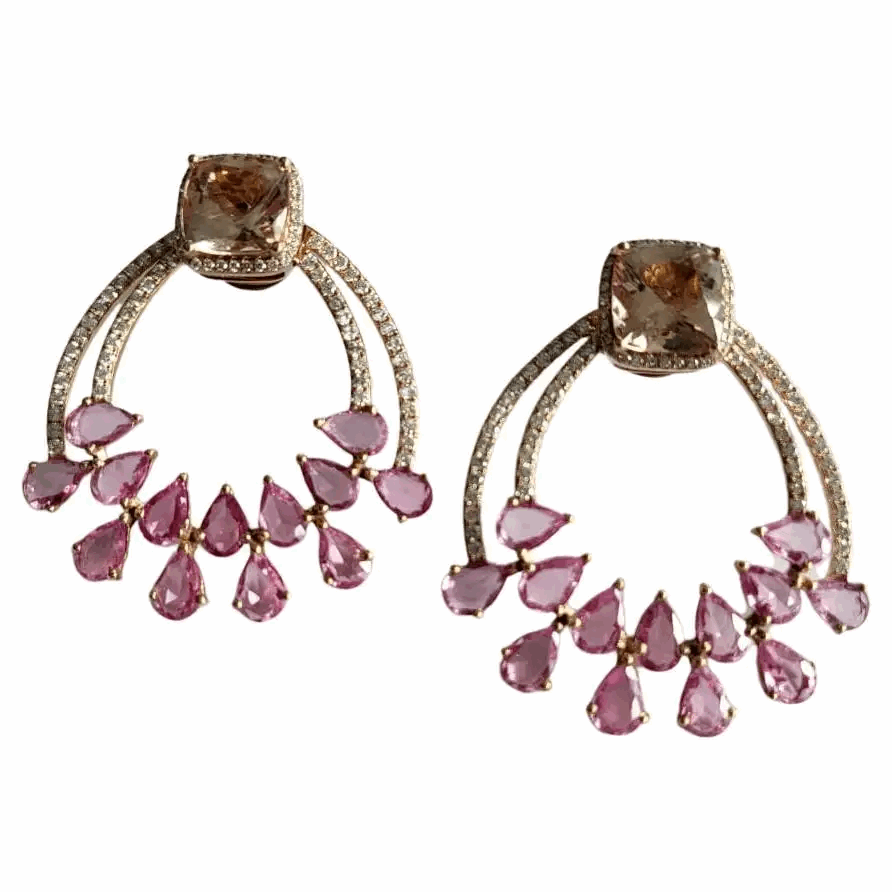 sapphire morganite earrings