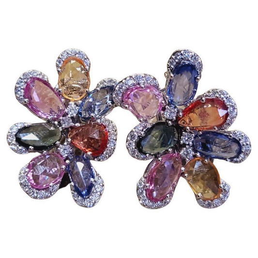 natural ceylon multi sapphire earrings