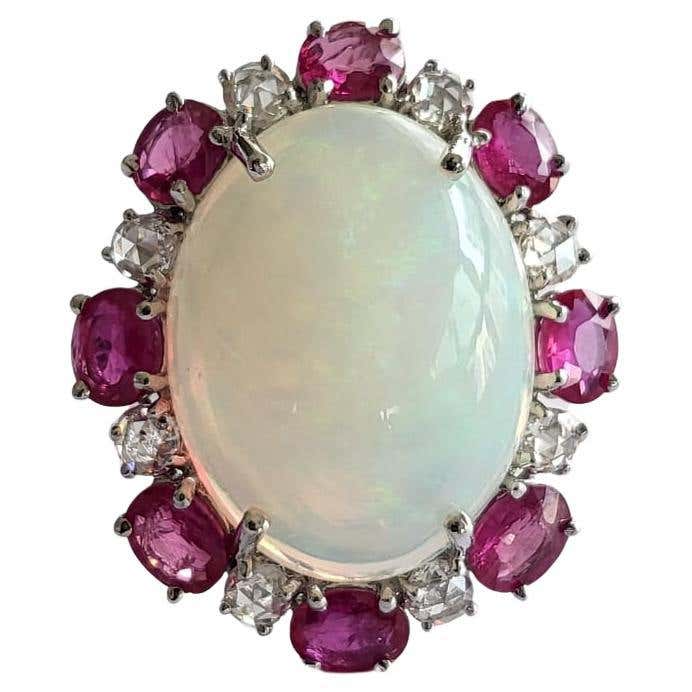 Opal ruby cocktail dome ring