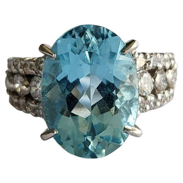 Aquamarine & Diamonds Cocktail Engagement Ring