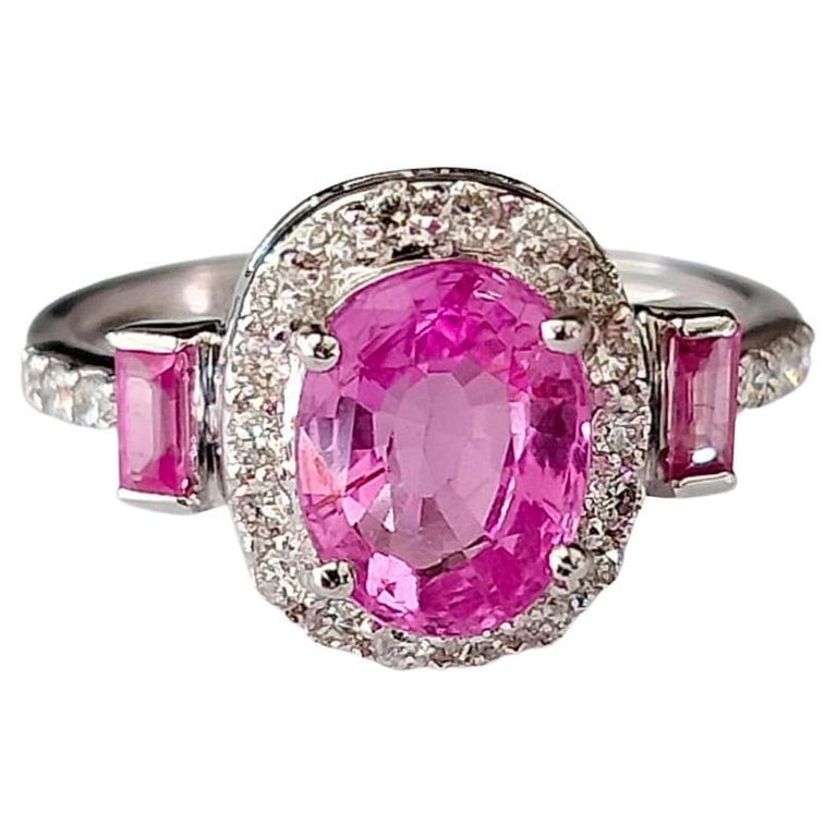 2.32 carats, Ceylon Pink Sapphires & Diamonds Engagement Ring