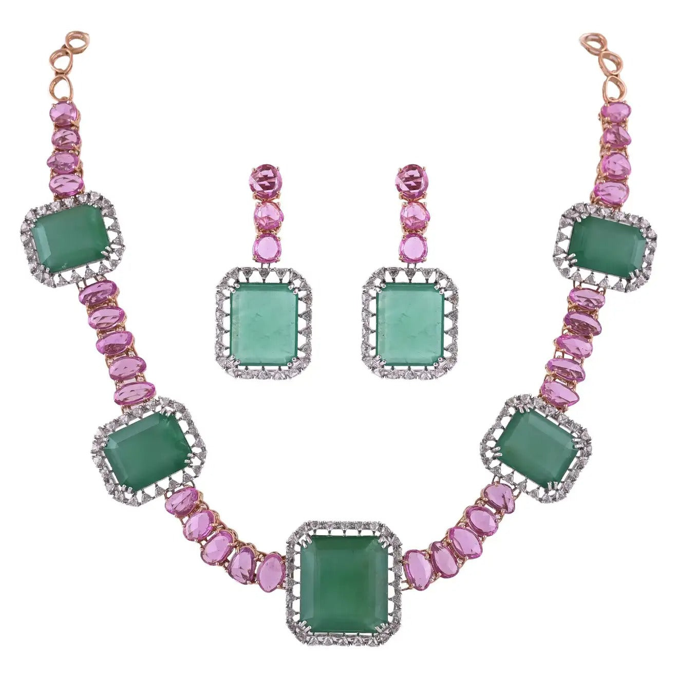 emerald Pink Sapphire Choker Necklace
