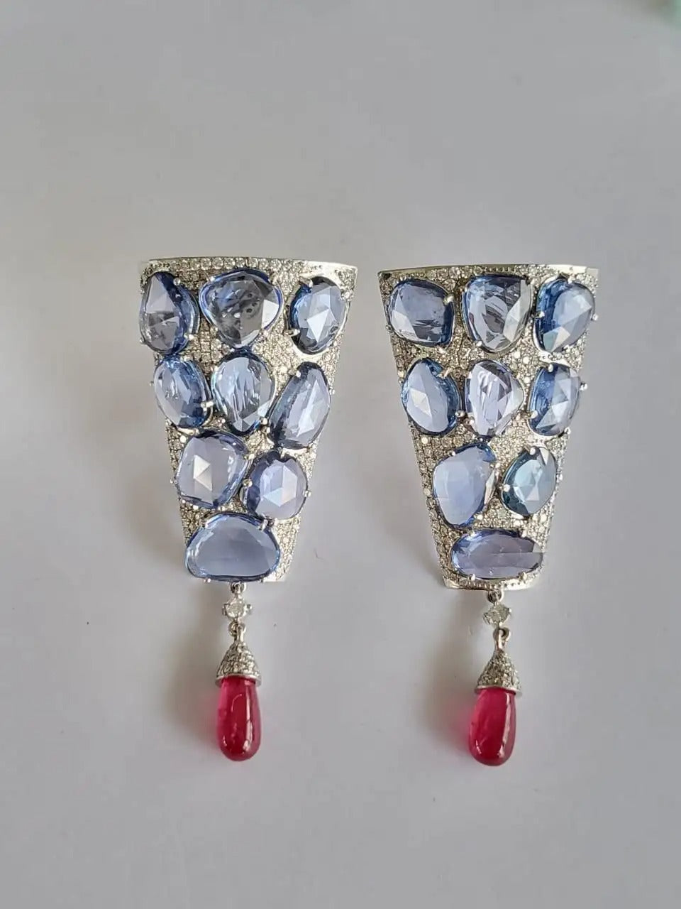 blue sapphire ruby earrings