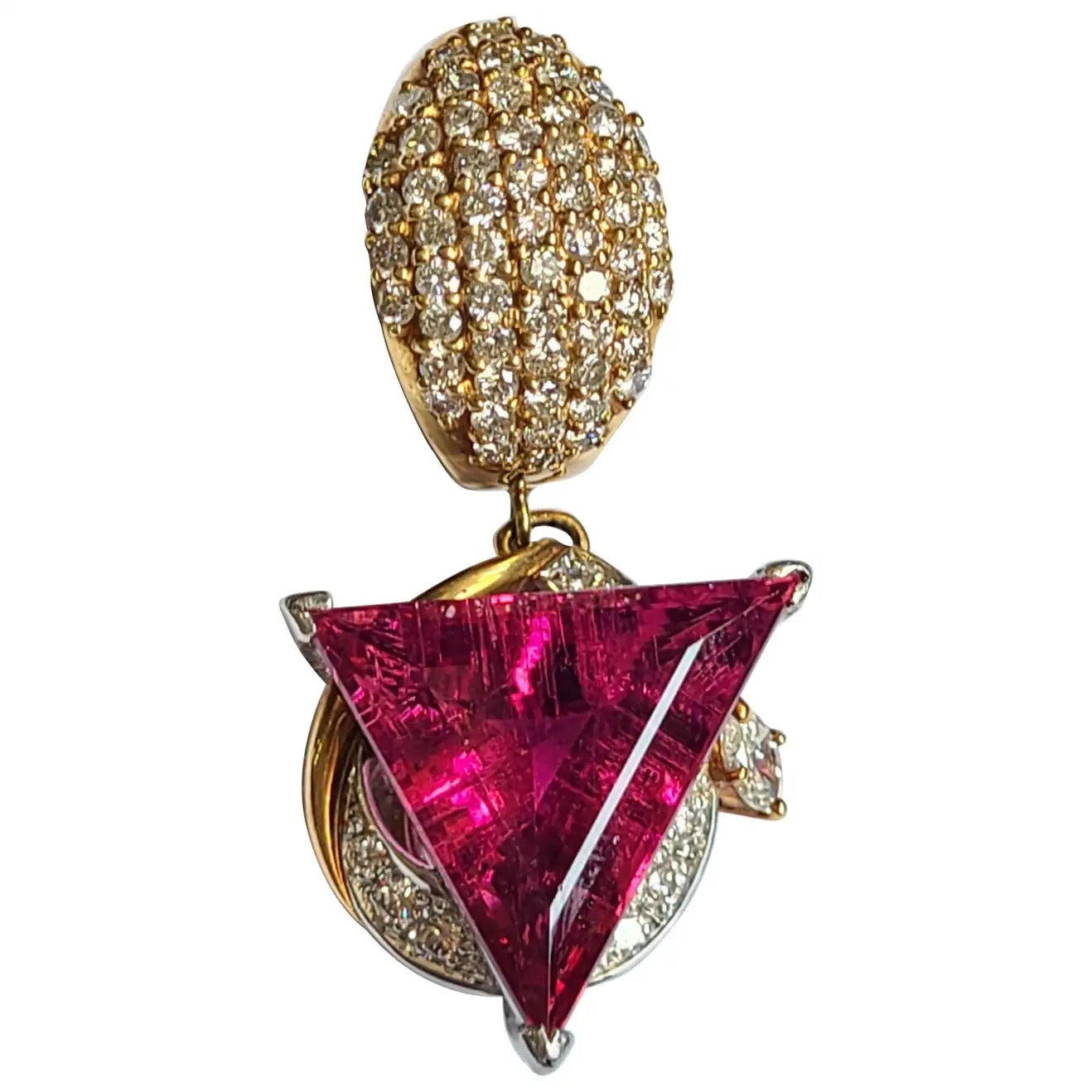 Rubellite Trillion Cut Pendant