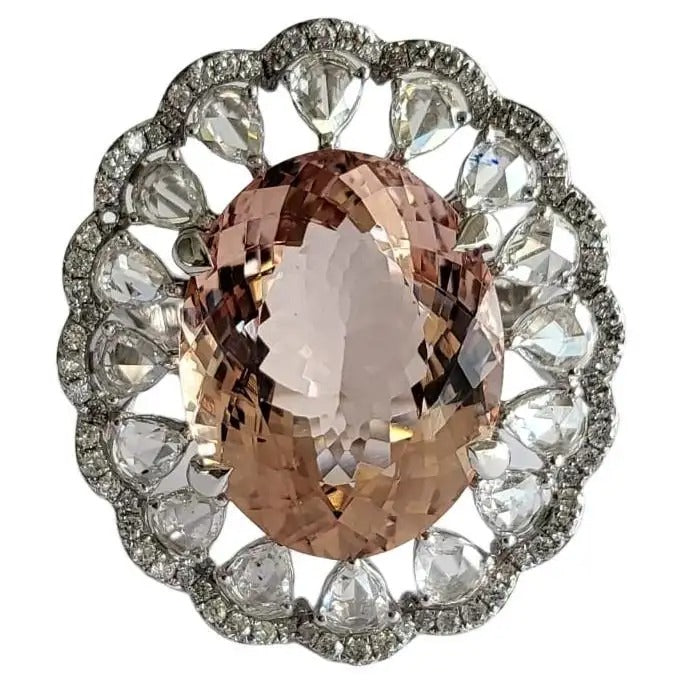 Morganite and Diamonds Cocktail Ring