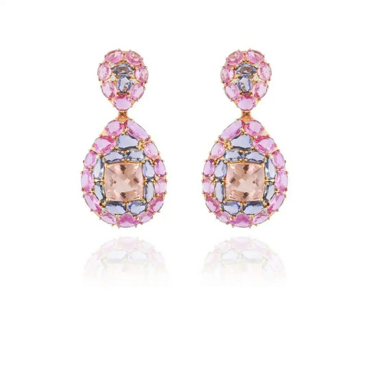 pink blue sapphire earring